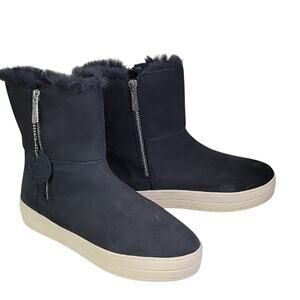 J Slides Henley Waterproof Leather Platform Boots Faux Fur Lining Womens Size 10